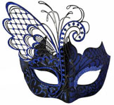 a blue featherd Mask