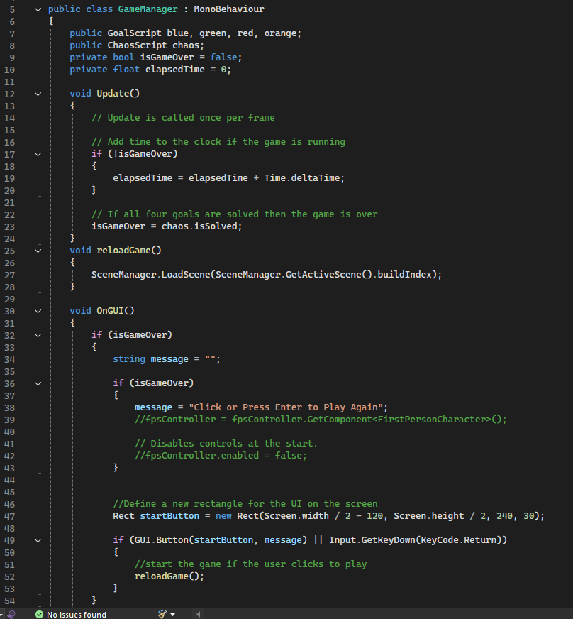 Image of the Chaos ball Game Manager code