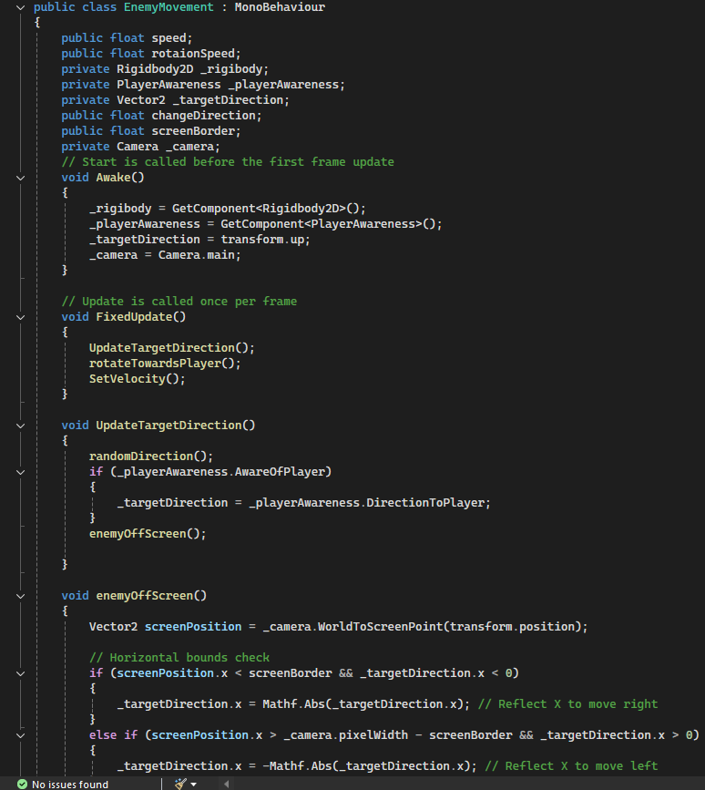 Image of the enemy movement script