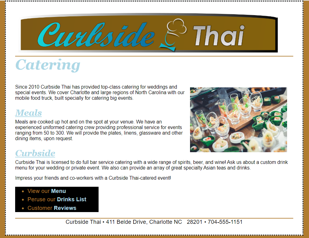 A link to the Curbside Thai Homepage Project