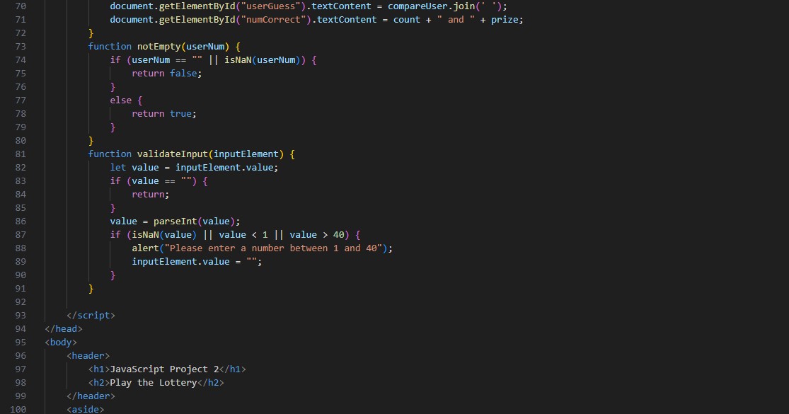 Display the error checking Functions code